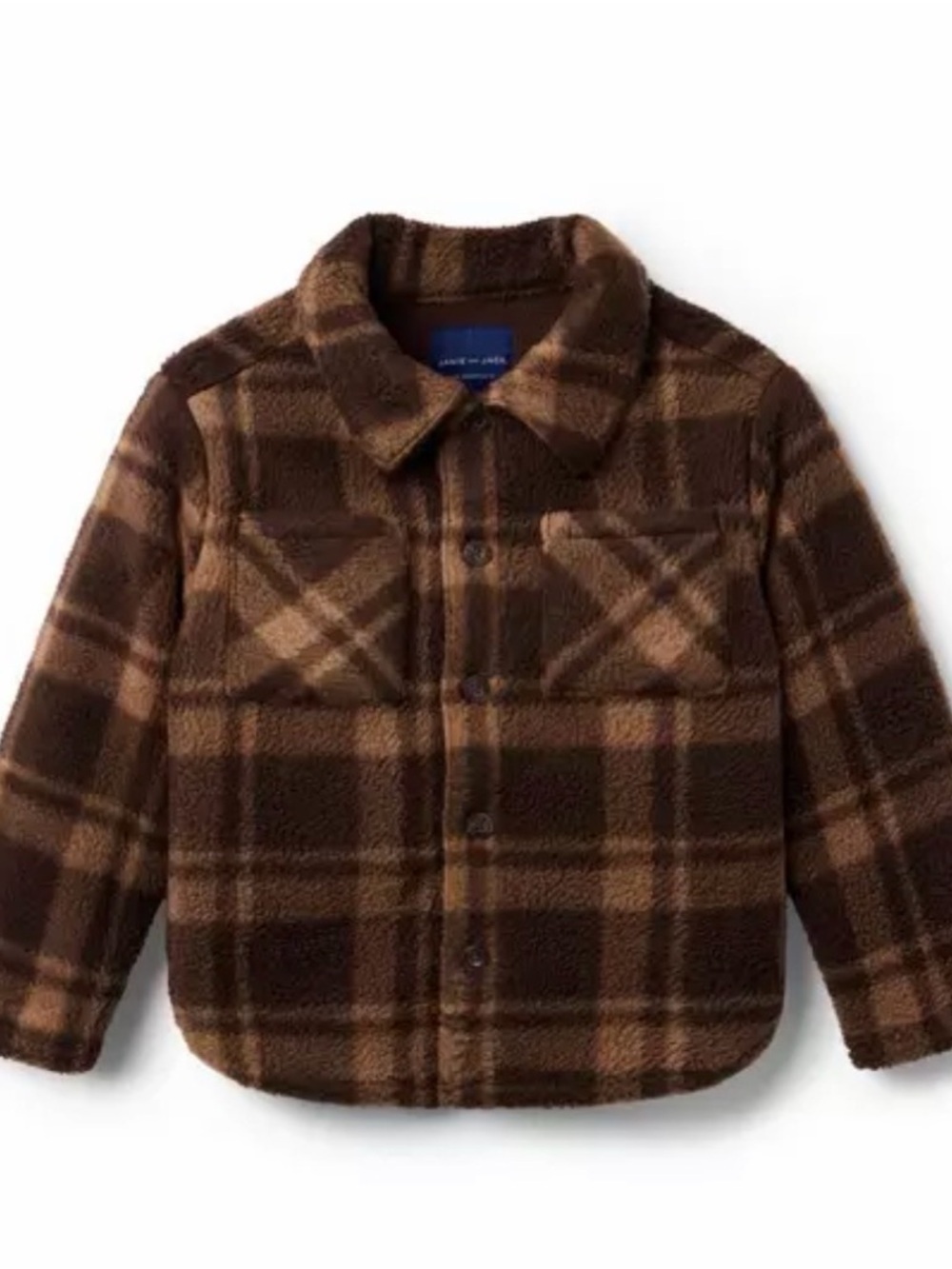 Janie and Jack Brown Plaid Fleece shirt Coat